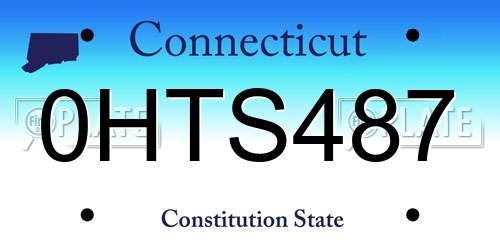 0HTS487 Connecticut License Plate