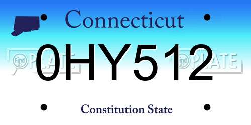 0HY512 Connecticut License Plate
