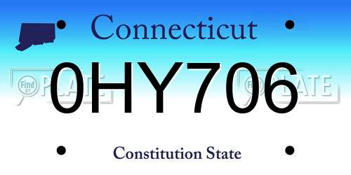 0HY706 Connecticut License Plate