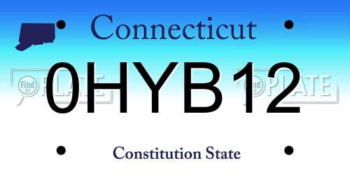 0HYB12 Connecticut License Plate