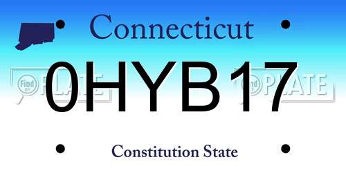 0HYB17 Connecticut License Plate