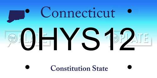 0HYS12 Connecticut License Plate