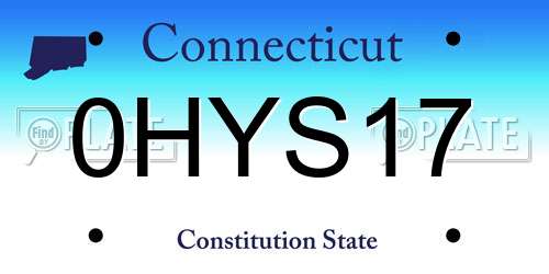 0HYS17 Connecticut License Plate