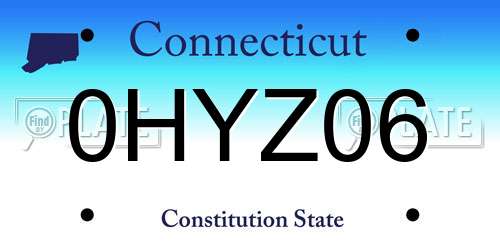 0HYZ06 Connecticut License Plate