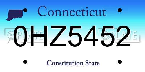 0HZ5452 Connecticut License Plate