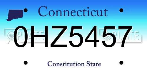 0HZ5457 Connecticut License Plate