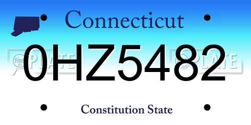 0HZ5482 Connecticut License Plate