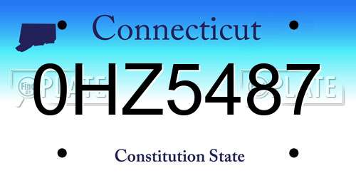 0HZ5487 Connecticut License Plate