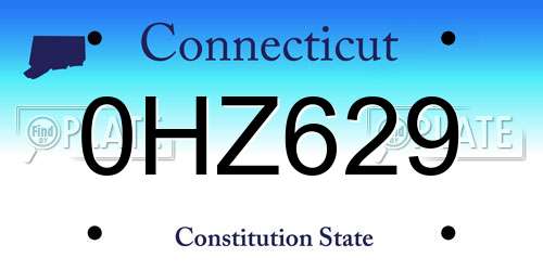0HZ629 Connecticut License Plate