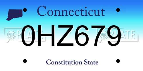 0HZ679 Connecticut License Plate