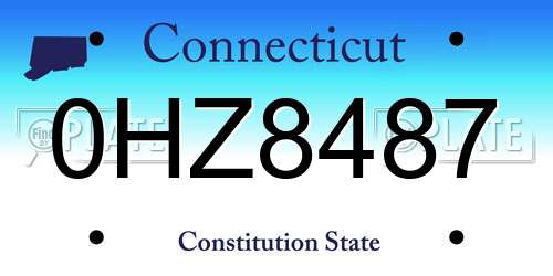 0HZ8487 Connecticut License Plate
