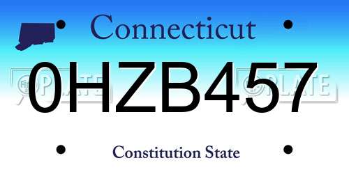 0HZB457 Connecticut License Plate