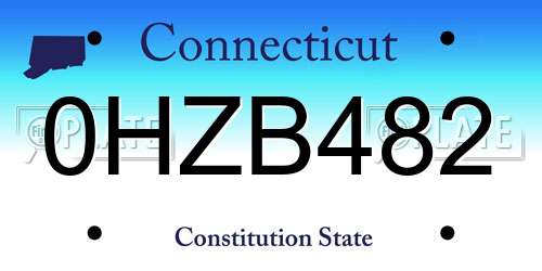 0HZB482 Connecticut License Plate