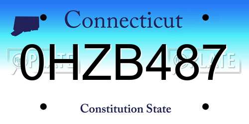 0HZB487 Connecticut License Plate