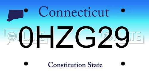 0HZG29 Connecticut License Plate