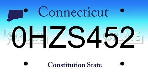 0HZS452 Connecticut License Plate