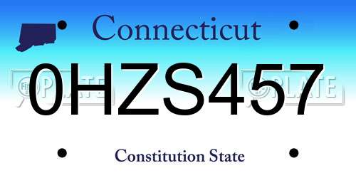 0HZS457 Connecticut License Plate