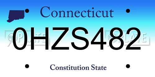 0HZS482 Connecticut License Plate