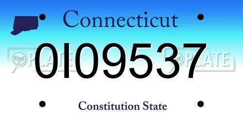 0I09537 Connecticut License Plate
