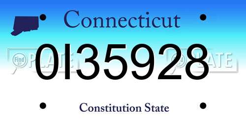 0I35928 Connecticut License Plate