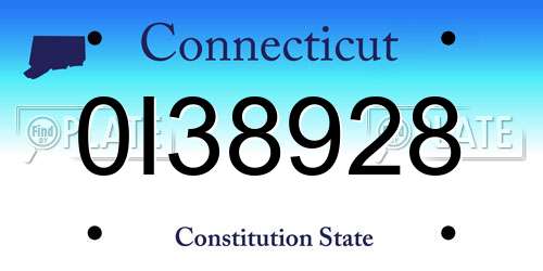 0I38928 Connecticut License Plate