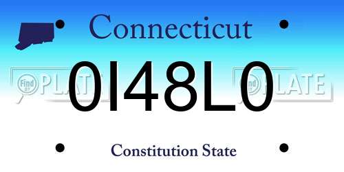 0I48L0 Connecticut License Plate