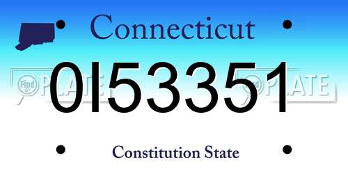 0I53351 Connecticut License Plate