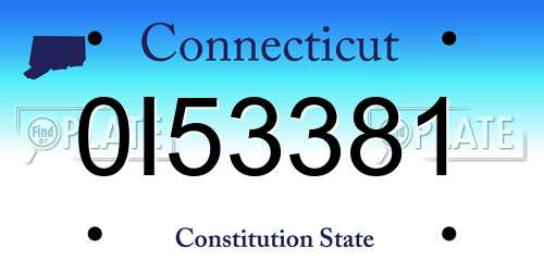 0I53381 Connecticut License Plate