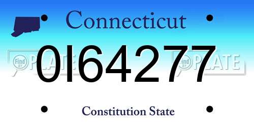 0I64277 Connecticut License Plate