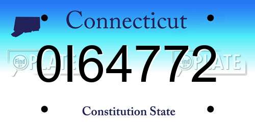 0I64772 Connecticut License Plate