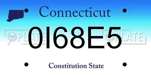 0I68E5 Connecticut License Plate