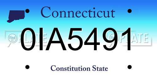 0IA5491 Connecticut License Plate