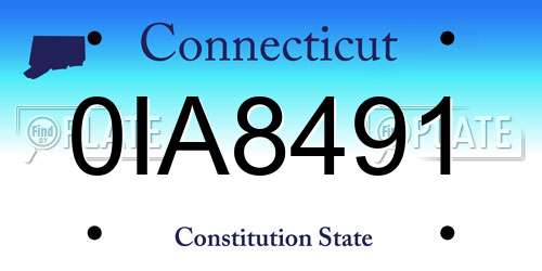 0IA8491 Connecticut License Plate