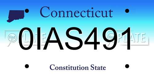 0IAS491 Connecticut License Plate
