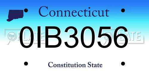 0IB3056 Connecticut License Plate