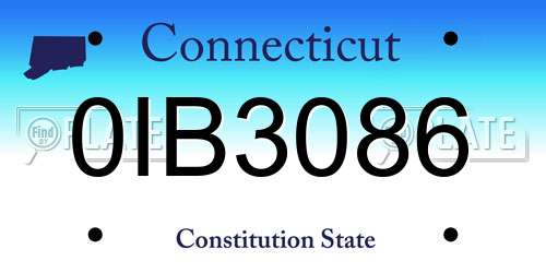 0IB3086 Connecticut License Plate