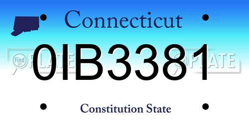 0IB3381 Connecticut License Plate
