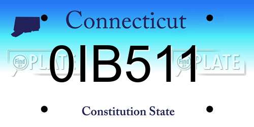 0IB511 Connecticut License Plate