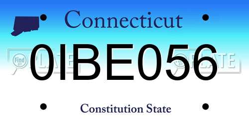 0IBE056 Connecticut License Plate