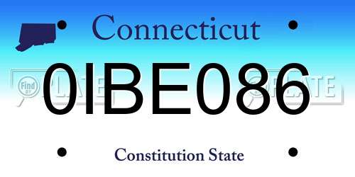 0IBE086 Connecticut License Plate