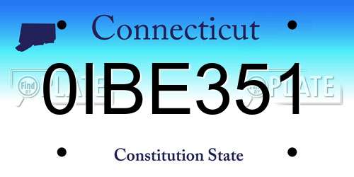 0IBE351 Connecticut License Plate
