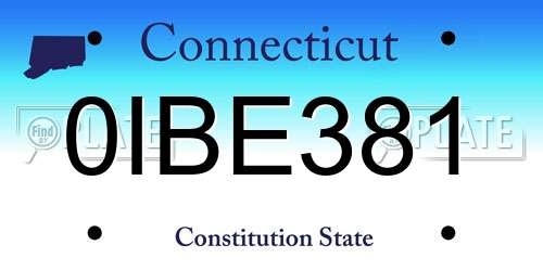 0IBE381 Connecticut License Plate