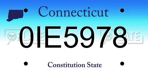 0IE5978 Connecticut License Plate