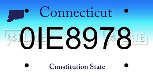 0IE8978 Connecticut License Plate