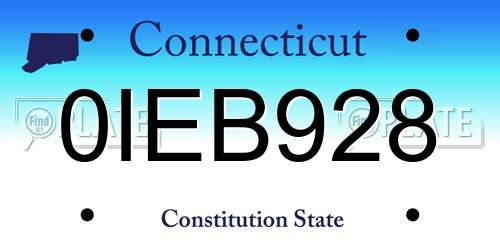 0IEB928 Connecticut License Plate