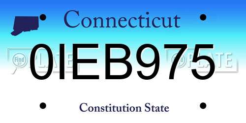 0IEB975 Connecticut License Plate