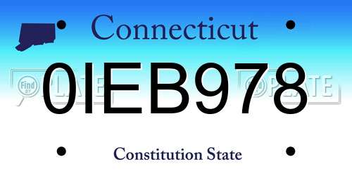 0IEB978 Connecticut License Plate