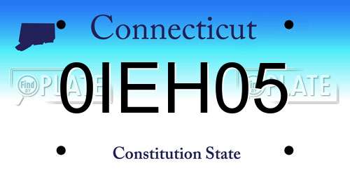 0IEH05 Connecticut License Plate