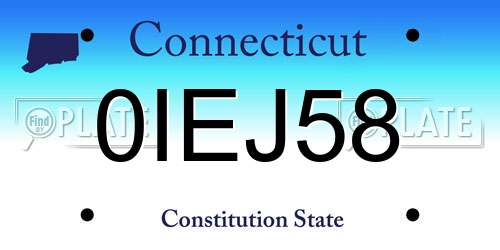 0IEJ58 Connecticut License Plate