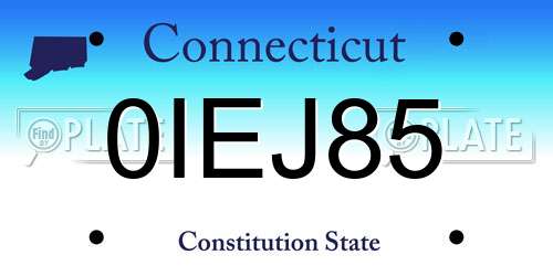 0IEJ85 Connecticut License Plate